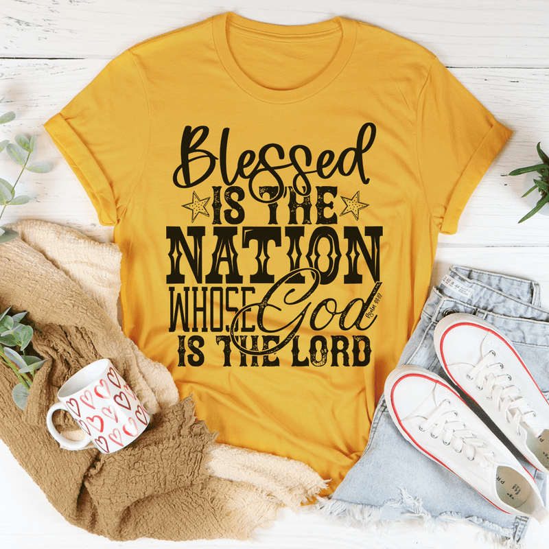 Blessed Is The Nation Whose God Is The Lord Tee Mustard / S Peachy Sunday T-Shirt