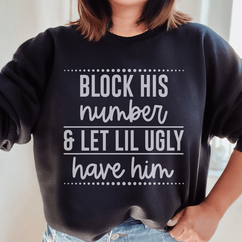 Block His Number Sweatshirt Black / S Peachy Sunday T-Shirt
