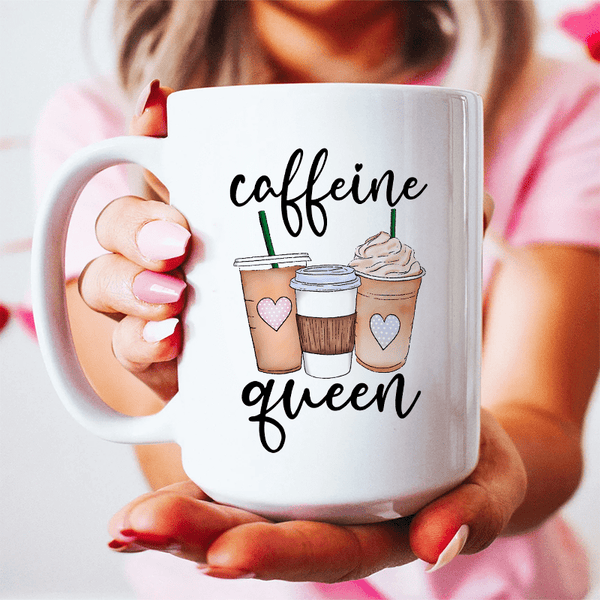 Caffeine Queen Ceramic Mug 15 oz White / One Size CustomCat Drinkware T-Shirt