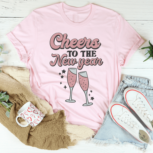 Cheers To The New Year Tee Pink / S Peachy Sunday T-Shirt