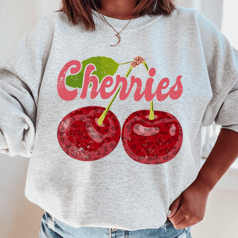 Cherries Sweatshirt Sport Grey / S Peachy Sunday T-Shirt