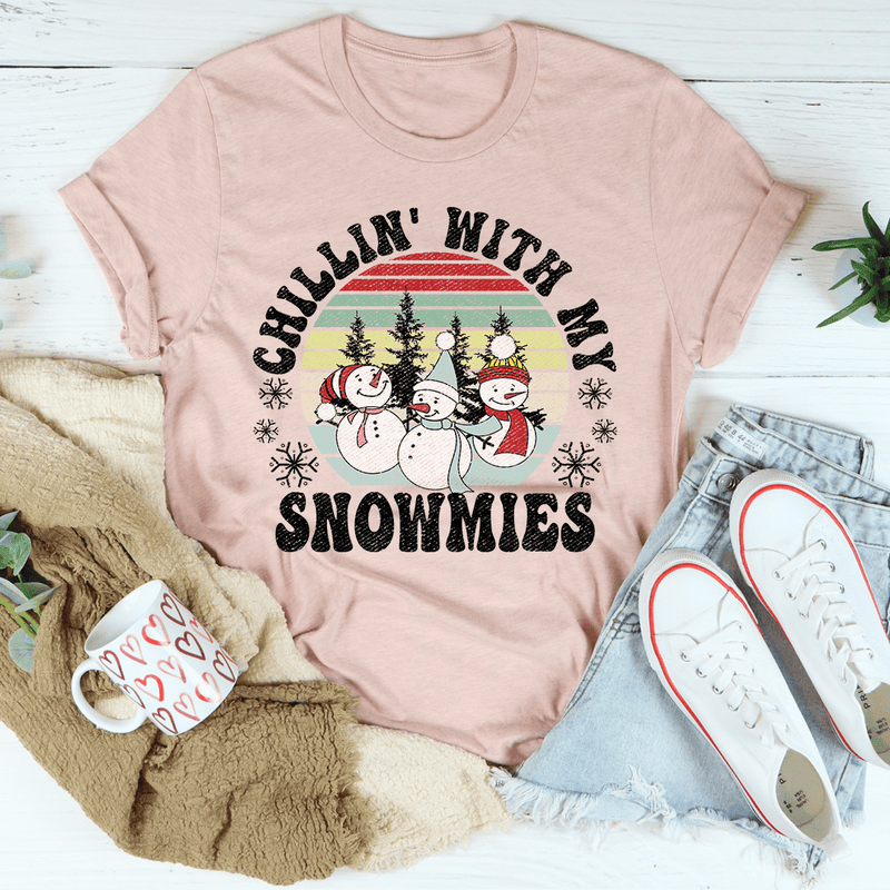 Chillin' With My Snowmies Tee Heather Prism Peach / S Peachy Sunday T-Shirt