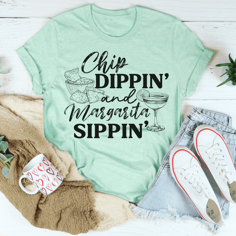 Chip Dippin' And Margarita Sippin' Tee Heather Prism Mint / S Peachy Sunday T-Shirt