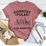 Country Folks Can Survive Tee Mauve / S Peachy Sunday T-Shirt