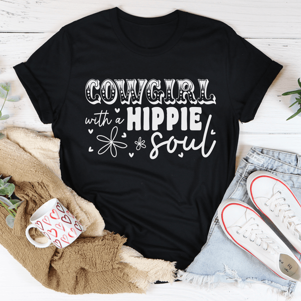 Cowgirl With Hippie Soul Tee Black Heather / S Peachy Sunday T-Shirt