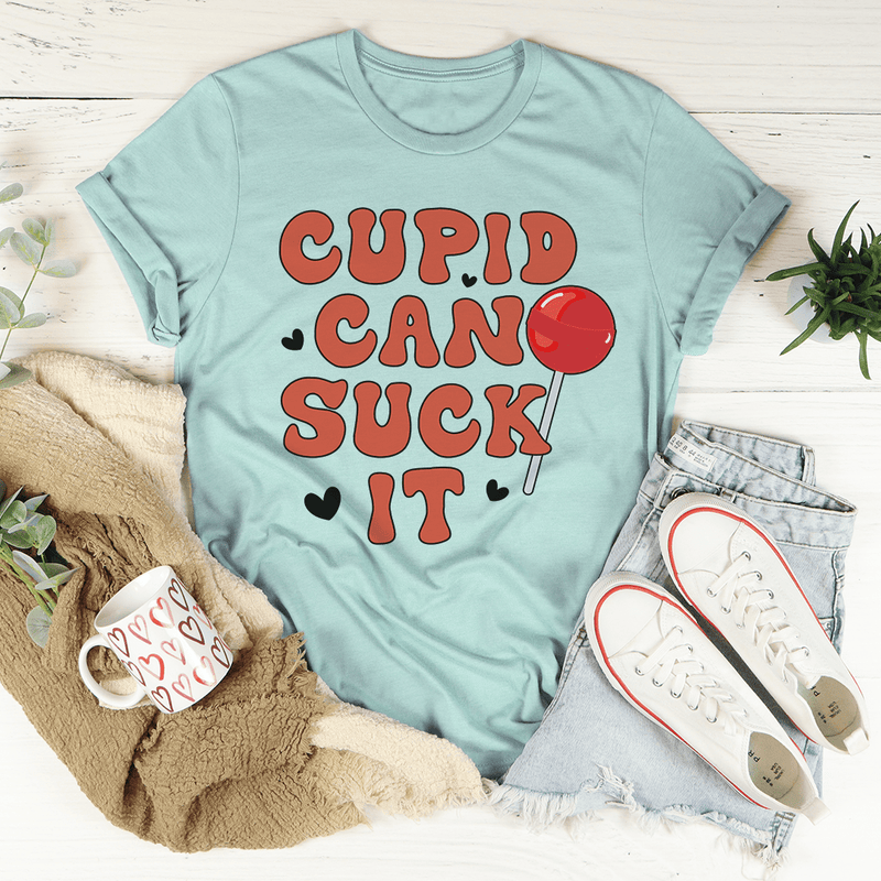 Cupid Can Suck It Tee Heather Prism Dusty Blue / S Peachy Sunday T-Shirt