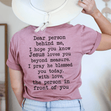 Dear Person Behind Me Jesus Loves You Tee Mauve / S Peachy Sunday T-Shirt