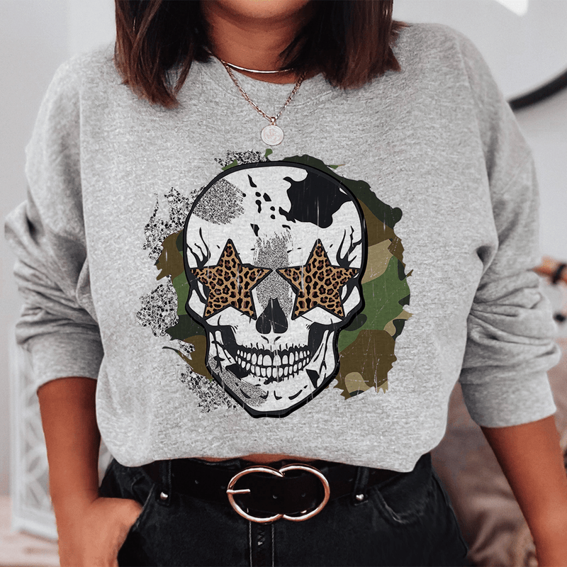 Distressed Skull Sweatshirt Sport Grey / S Peachy Sunday T-Shirt