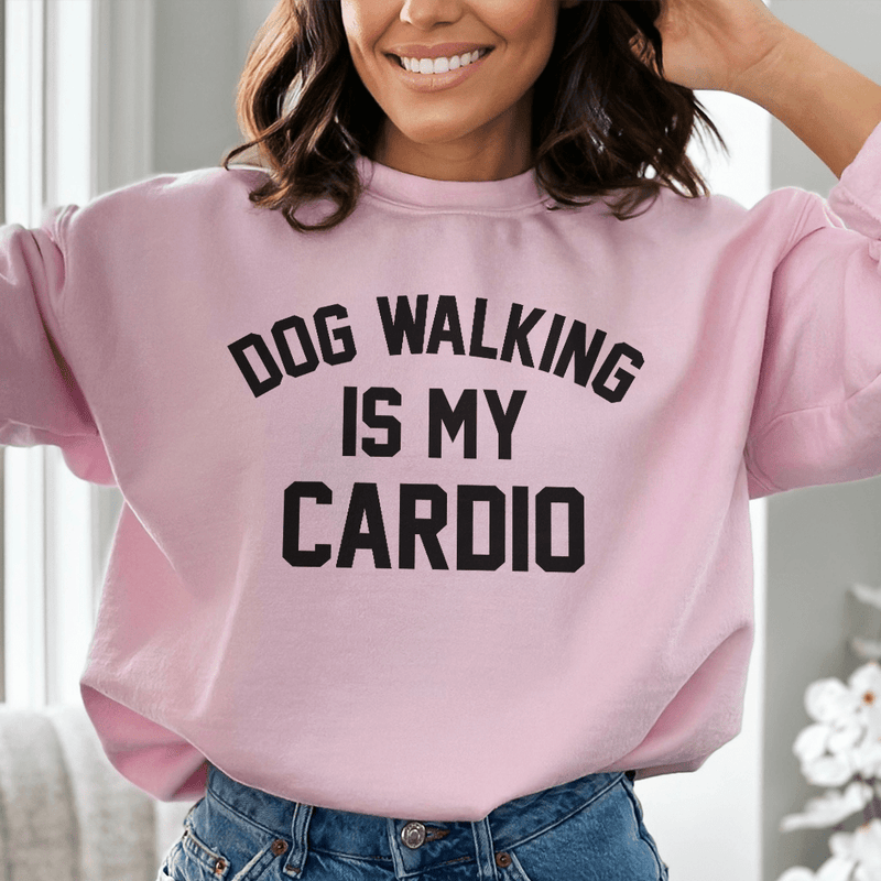 Dog Walking Is My Cardio Sweatshirt Light Pink / S Peachy Sunday T-Shirt