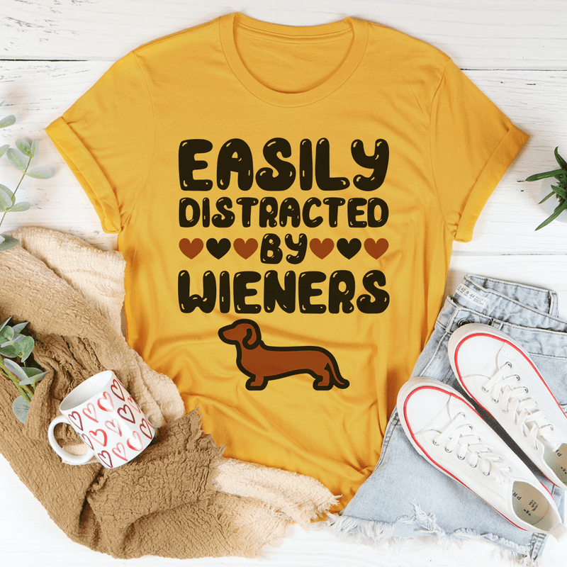 Easily Distracted By Wieners Tee Mustard / S Peachy Sunday T-Shirt