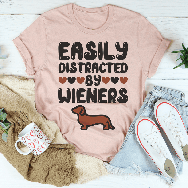 Easily Distracted By Wieners Tee Peachy Sunday T-Shirt