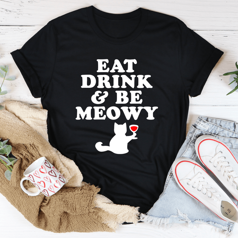 Eat Drink & Be Meowy Tee Black Heather / S Peachy Sunday T-Shirt