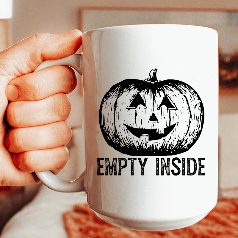 Empty Inside Pumpkin Ceramic Mug 15 oz White / One Size CustomCat Drinkware T-Shirt