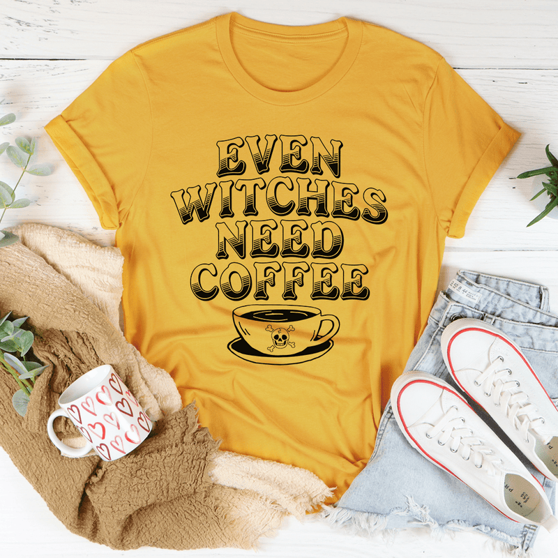 Even Witches Need Coffee Tee Mustard / S Peachy Sunday T-Shirt