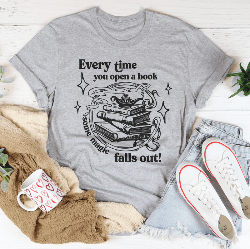 Every Time You Open A Book Some Magic Falls Out Tee Peachy Sunday T-Shirt
