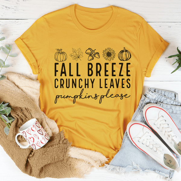 Fall Breeze Crunchy Leaves Pumpkins Please Tee Mustard / S Peachy Sunday T-Shirt