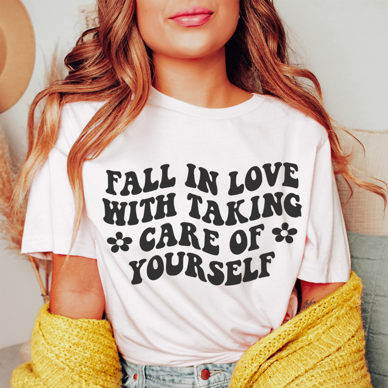 Fall In Love With Taking Care Of Yourself Tee Pink / S Peachy Sunday T-Shirt