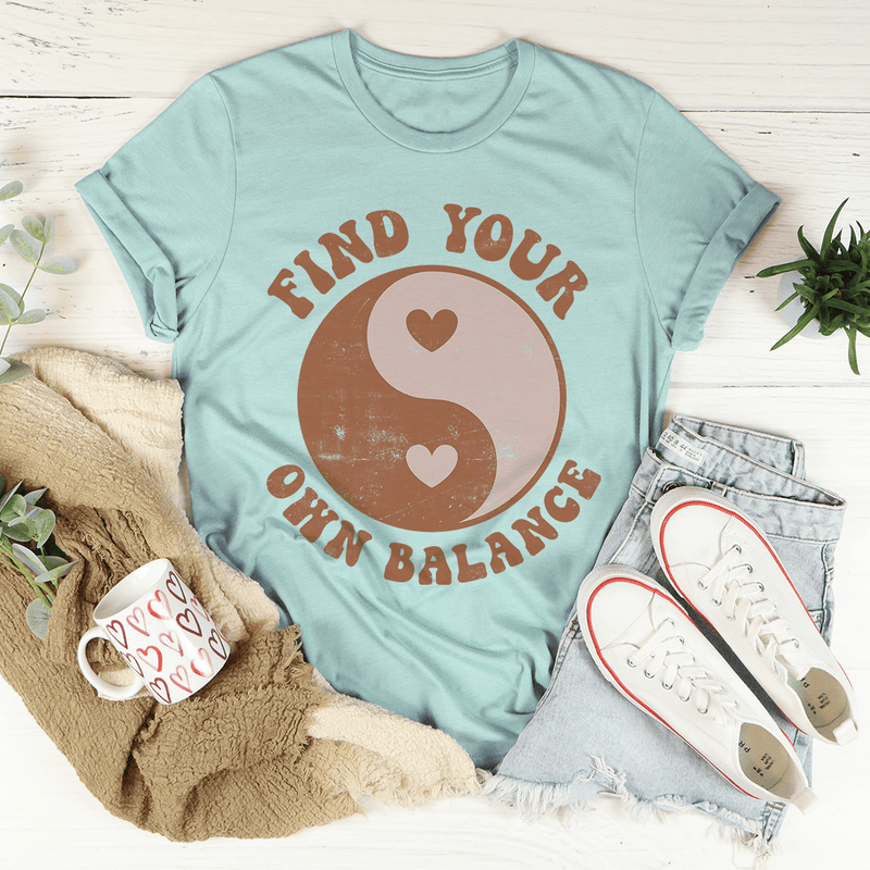 Find Your Own Balance Tee Heather Prism Dusty Blue / S Peachy Sunday T-Shirt