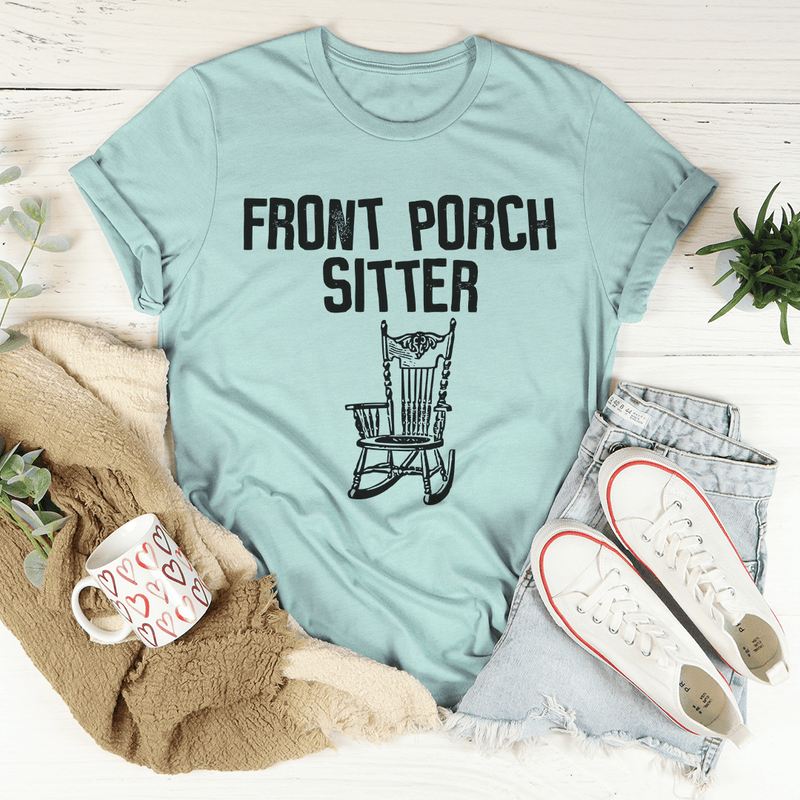 Front Porch Sitter Tee Heather Prism Dusty Blue / S Peachy Sunday T-Shirt