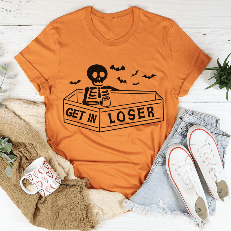 Get In Loser Halloween Tee Burnt Orange / S Peachy Sunday T-Shirt