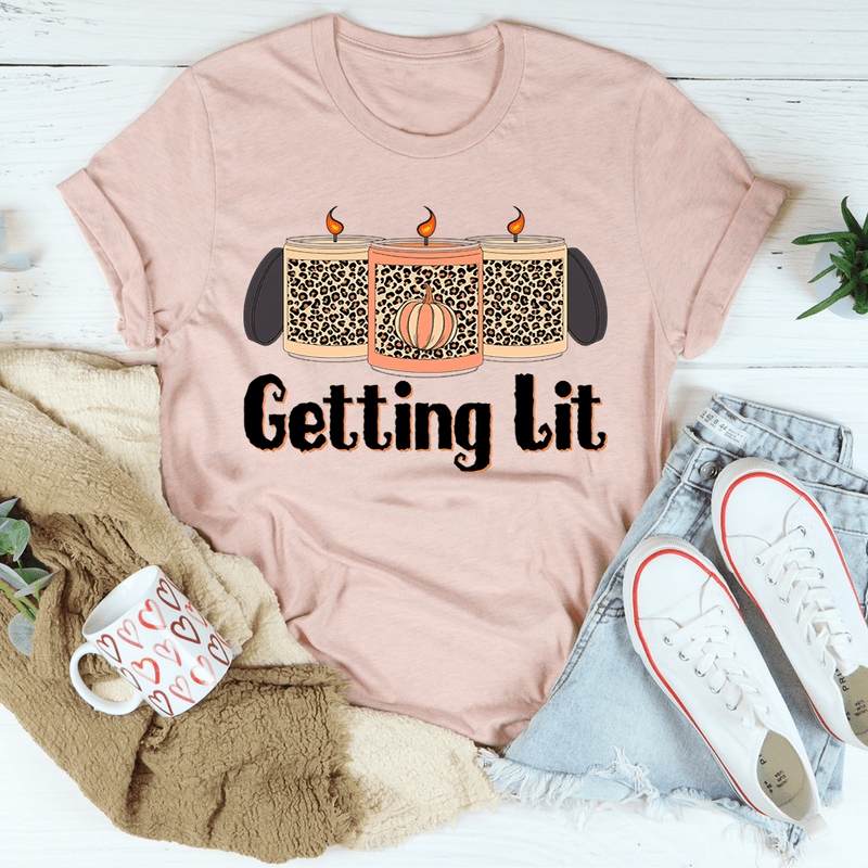 Getting Lit Fall Candles Tee Heather Prism Peach / S Peachy Sunday T-Shirt
