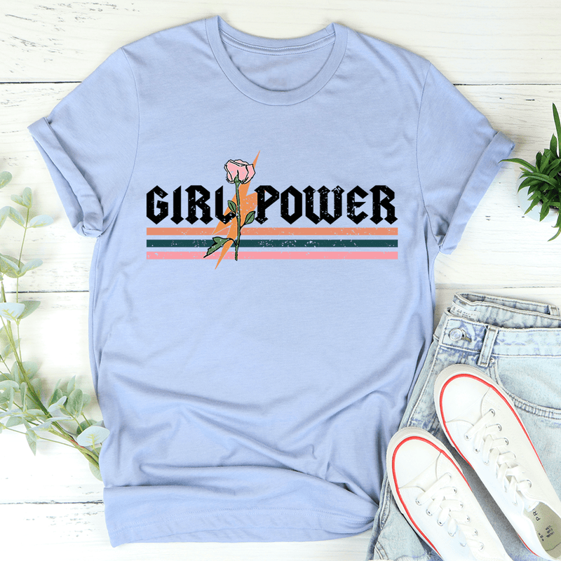 Girl Power Rose Tee Heather Blue / S Peachy Sunday T-Shirt