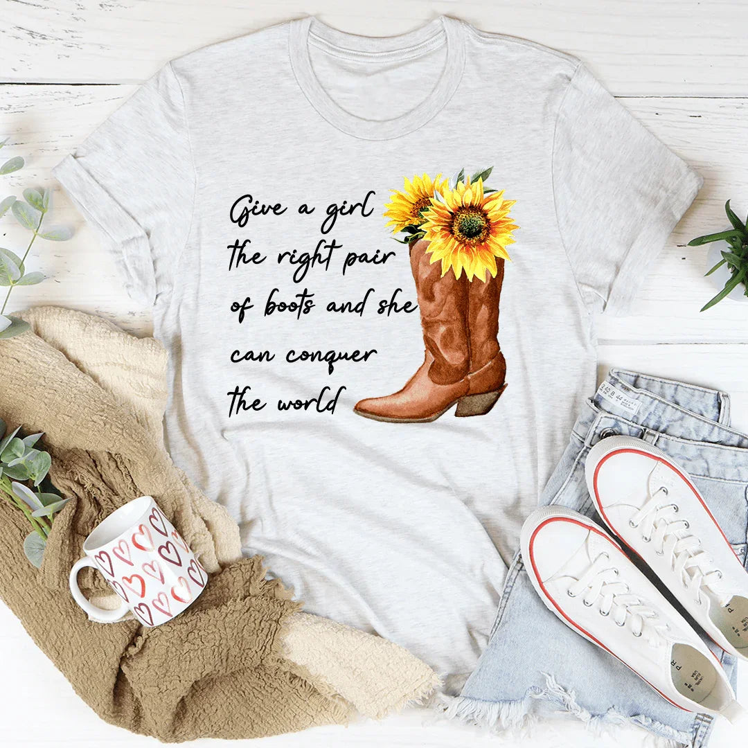 Give A Girl The Right Pair Of Boots Tee Ash / S Peachy Sunday T-Shirt
