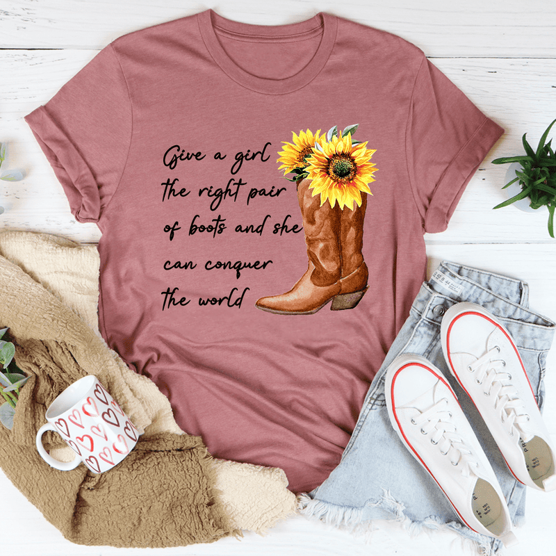 Give A Girl The Right Pair Of Boots Tee Mauve / S Peachy Sunday T-Shirt