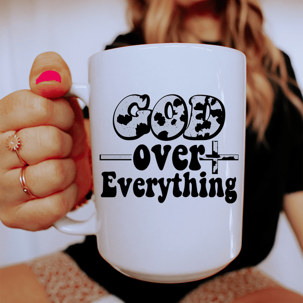 God Over Everything Ceramic Mug 15 oz White / One Size CustomCat Drinkware T-Shirt