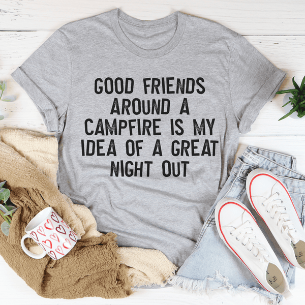 Good Friends Around At Campfire Tee Athletic Heather / S Peachy Sunday T-Shirt