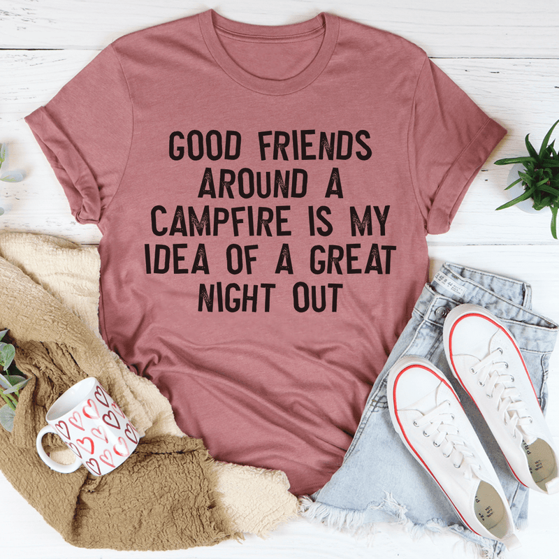 Good Friends Around At Campfire Tee Mauve / S Peachy Sunday T-Shirt