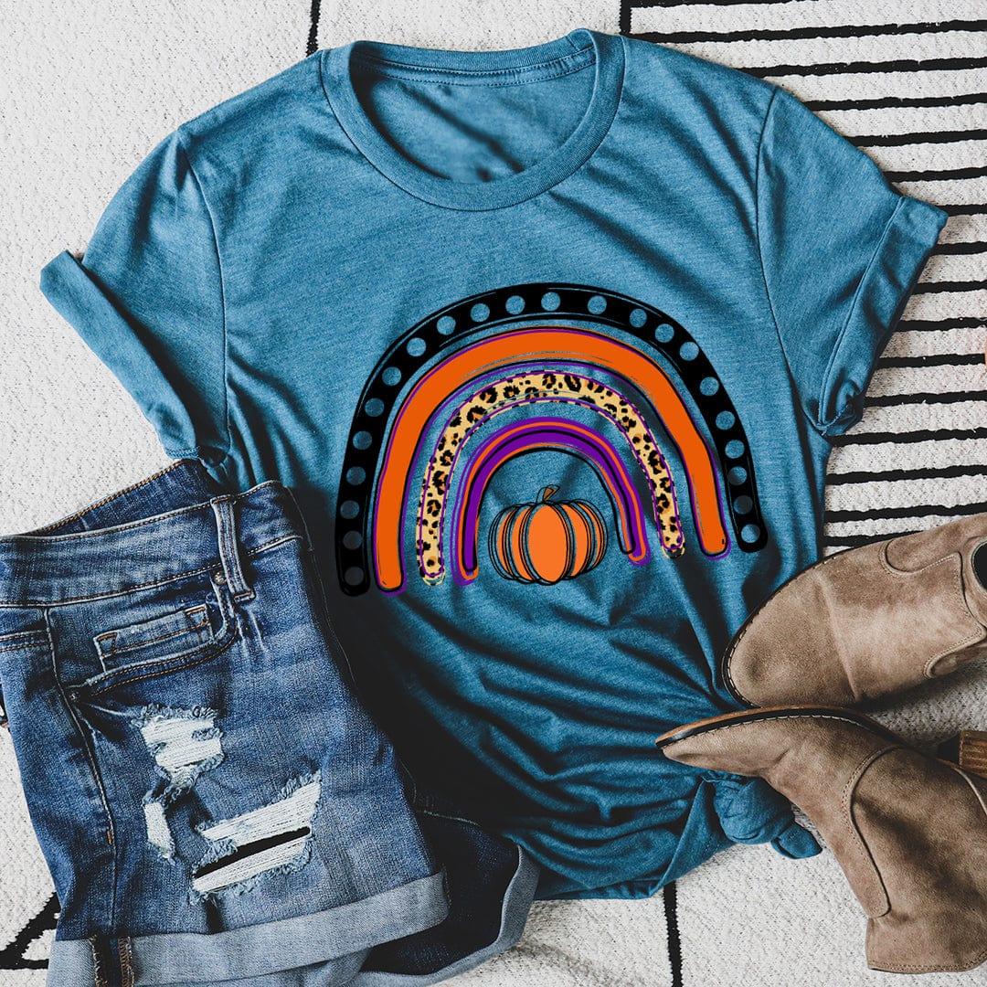 Halloween Rainbow Tee Heather Deep Teal / S Peachy Sunday T-Shirt
