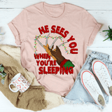 He Sees You When You're Sleeping Tee Heather Prism Peach / S Peachy Sunday T-Shirt