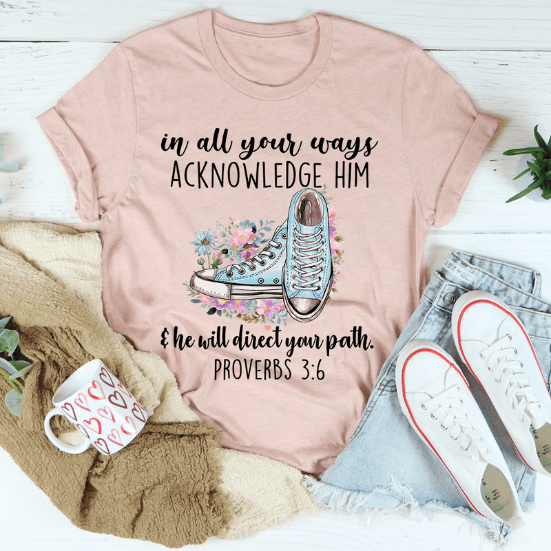 He Will Direct Your Path Tee Heather Prism Peach / S Peachy Sunday T-Shirt