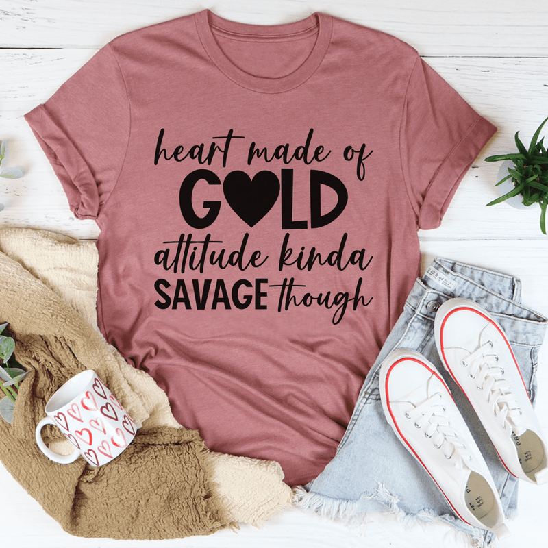 Heart Made Of Gold Tee Mauve / S Peachy Sunday T-Shirt
