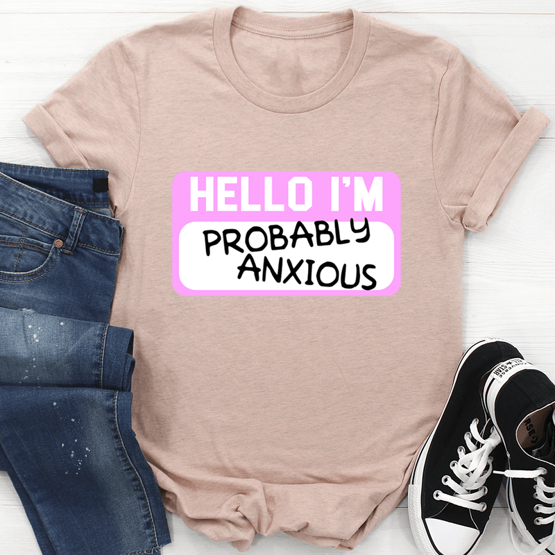 Hello I'm Anxious Tee Heather Prism Peach / S Peachy Sunday T-Shirt