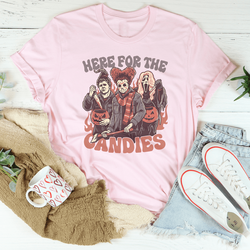 Here For The Candies Tee Pink / S Printify T-Shirt T-Shirt