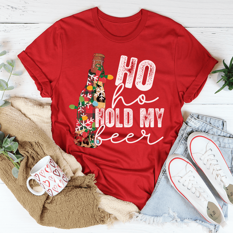 Ho Ho Hold My Beer Tee Red / S Peachy Sunday T-Shirt
