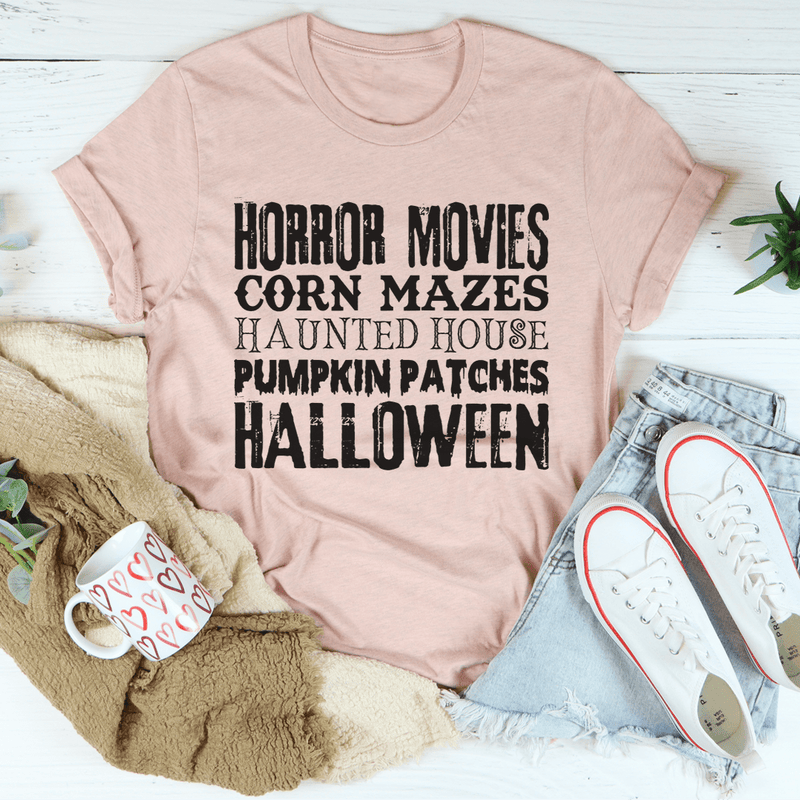Horror Movies Corn Mazes Haunted House Pumpkin Patches Halloween Tee Heather Prism Peach / S Peachy Sunday T-Shirt