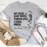 Hot Cocoa Scary Movies Pumpkin Spice Murder Tee Athletic Heather / S Peachy Sunday T-Shirt