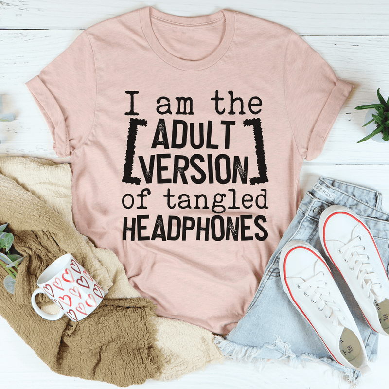 I Am The Adult Version Of Tangled Headphones Tee Heather Prism Peach / S Peachy Sunday T-Shirt