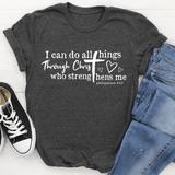 I Can Do All Things Through Christ Tee Dark Grey Heather / S Peachy Sunday T-Shirt