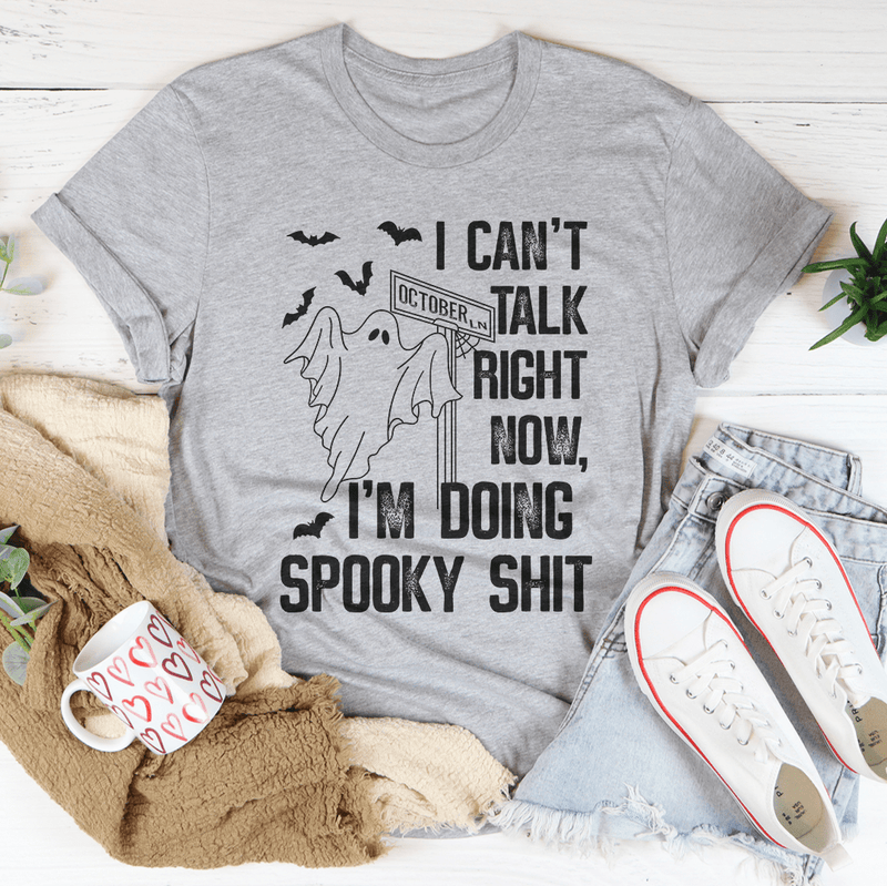 I Can't Talk Right Now Spooky Tee Athletic Heather / S Peachy Sunday T-Shirt