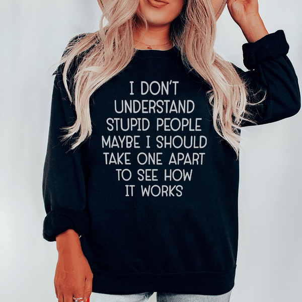 I Don't Understand Stupid People Sweatshirt Black / S Peachy Sunday T-Shirt