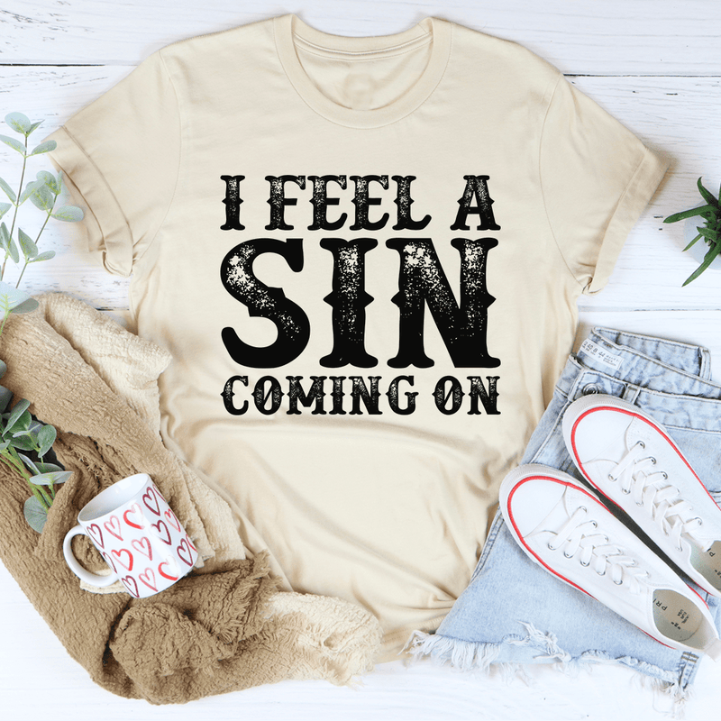 I Feel A Sin Coming On Tee Heather Dust / S Peachy Sunday T-Shirt