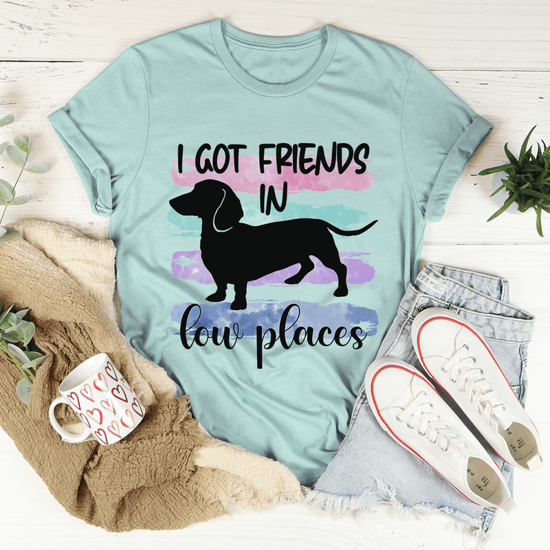 I Got Friends In Low Places Tee Heather Prism Dusty Blue / S Peachy Sunday T-Shirt