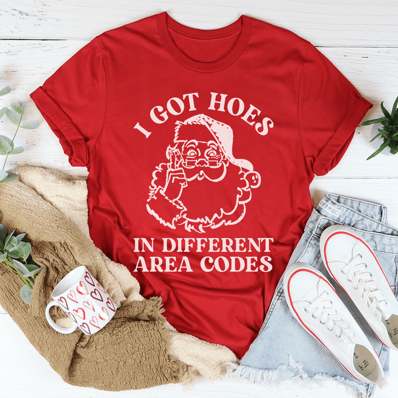 I Got Hoes In Different Area Codes Tee Red / S Peachy Sunday T-Shirt