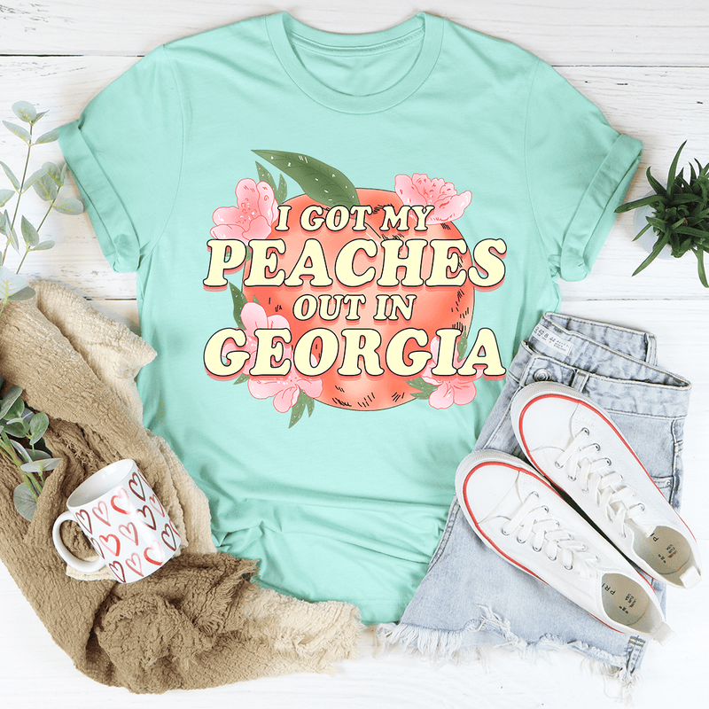 I Got My Peaches Out In Georgia Tee Heather Mint / S Peachy Sunday T-Shirt