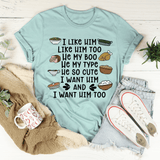 I Like Him Too Thanksgiving Tee Heather Prism Dusty Blue / S Peachy Sunday T-Shirt