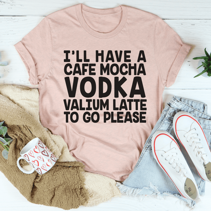 I'll Have A Cafe Mocha To Go Please Tee Heather Prism Peach / S Peachy Sunday T-Shirt